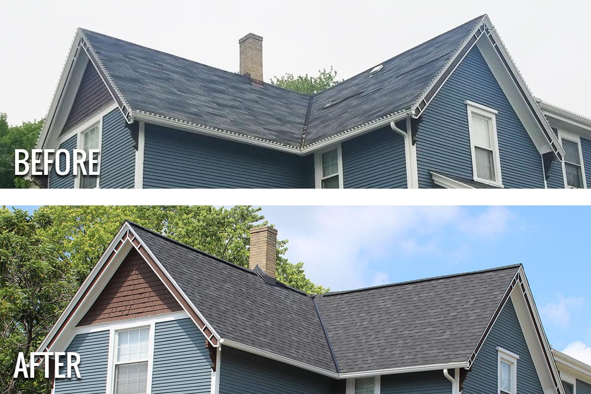 Roof replacement in progress