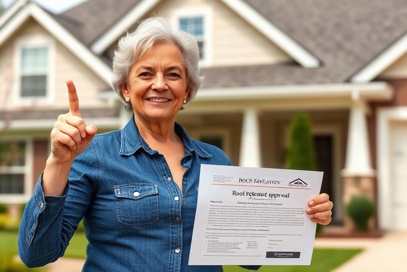 Happy homeowner after roof replacement